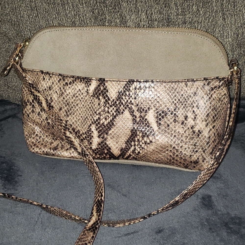 TALBOTS Medium Suede and Snakeskin Shoulder Hand Bag Purse